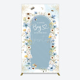 Aperturee - Aperturee Blue Floral Little Boy Baby Shower Rectangle Backdrop